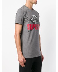 T-shirt à col rond imprimé gris Plein Sport