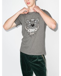 T-shirt à col rond imprimé gris Kenzo