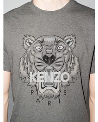 T-shirt à col rond imprimé gris Kenzo