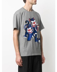 T-shirt à col rond imprimé gris Kenzo