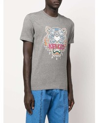 T-shirt à col rond imprimé gris Kenzo