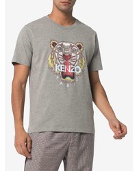 T-shirt à col rond imprimé gris Kenzo