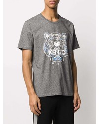 T-shirt à col rond imprimé gris Kenzo