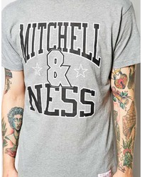 T-shirt à col rond imprimé gris Mitchell & Ness