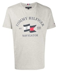 T-shirt à col rond imprimé gris Tommy Hilfiger