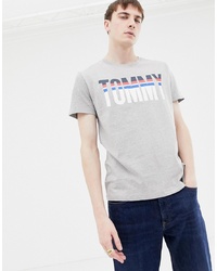 T-shirt à col rond imprimé gris Tommy Hilfiger