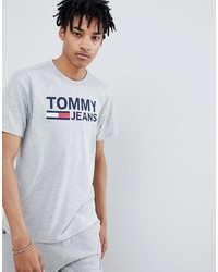 T-shirt à col rond imprimé gris Tommy Jeans