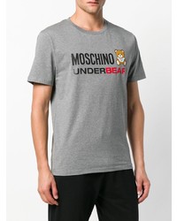 T-shirt à col rond imprimé gris Moschino