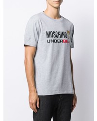 T-shirt à col rond imprimé gris Moschino