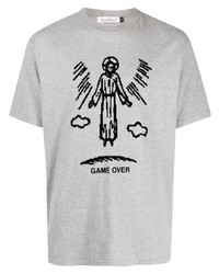T-shirt à col rond imprimé gris Undercover
