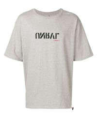 T-shirt à col rond imprimé gris Unravel Project