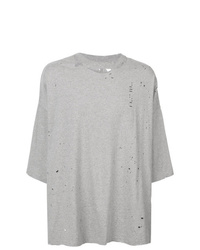 T-shirt à col rond imprimé gris Unravel Project