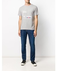 T-shirt à col rond imprimé gris Les Hommes Urban