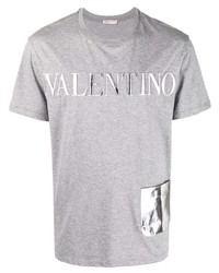 T-shirt à col rond imprimé gris Valentino