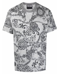 T-shirt à col rond imprimé gris VERSACE JEANS COUTURE