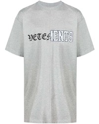 T-shirt à col rond imprimé gris Vetements