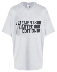 T-shirt à col rond imprimé gris Vetements