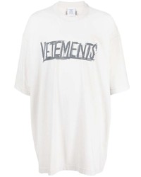T-shirt à col rond imprimé gris Vetements