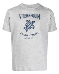 T-shirt à col rond imprimé gris Vilebrequin