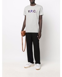 T-shirt à col rond imprimé gris A.P.C.