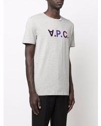 T-shirt à col rond imprimé gris A.P.C.