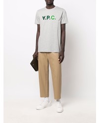 T-shirt à col rond imprimé gris A.P.C.