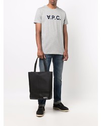 T-shirt à col rond imprimé gris A.P.C.