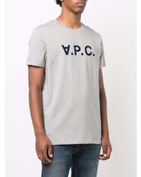 T-shirt à col rond imprimé gris A.P.C.