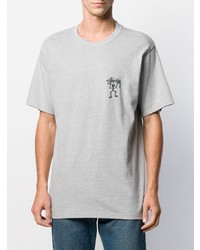 T-shirt à col rond imprimé gris Stussy