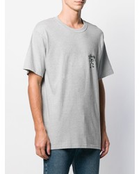 T-shirt à col rond imprimé gris Stussy