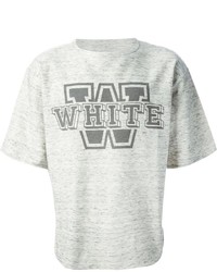 T-shirt à col rond imprimé gris White Mountaineering