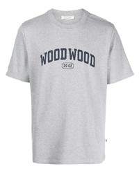 T-shirt à col rond imprimé gris Wood Wood