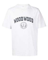 T-shirt à col rond imprimé gris Wood Wood