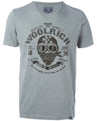 T-shirt à col rond imprimé gris Woolrich