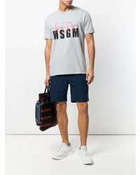 T-shirt à col rond imprimé gris MSGM