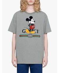 T-shirt à col rond imprimé gris Gucci