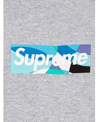 T-shirt à col rond imprimé gris Supreme