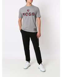 T-shirt à col rond imprimé gris BOSS