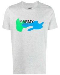 T-shirt à col rond imprimé gris Yves Salomon Army