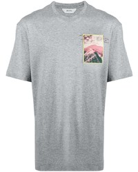 T-shirt à col rond imprimé gris Z Zegna