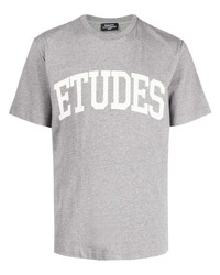 T-shirt à col rond imprimé gris Études