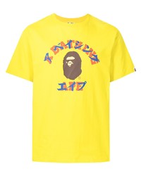T-shirt à col rond imprimé jaune A Bathing Ape