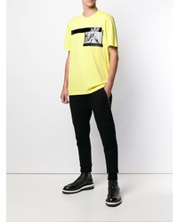 T-shirt à col rond imprimé jaune Diesel