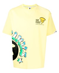 T-shirt à col rond imprimé jaune AAPE BY A BATHING APE