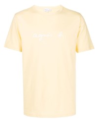 T-shirt à col rond imprimé jaune agnès b.