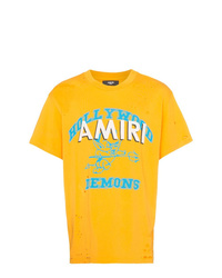 T-shirt à col rond imprimé jaune Amiri