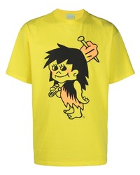 T-shirt à col rond imprimé jaune Aries