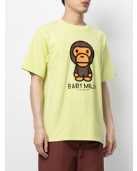 T-shirt à col rond imprimé jaune A Bathing Ape