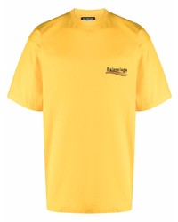 T-shirt à col rond imprimé jaune Balenciaga