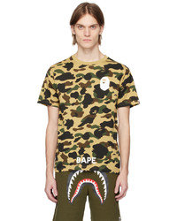 T-shirt à col rond imprimé jaune BAPE